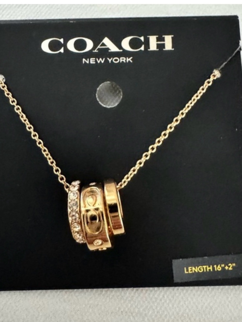 COACH Gold-Tone Layered Ring Pendant Necklace